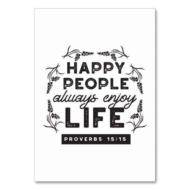 Happy Life with Faith – Proverbs 15:15 Art Bordsnummer (Framsidan)