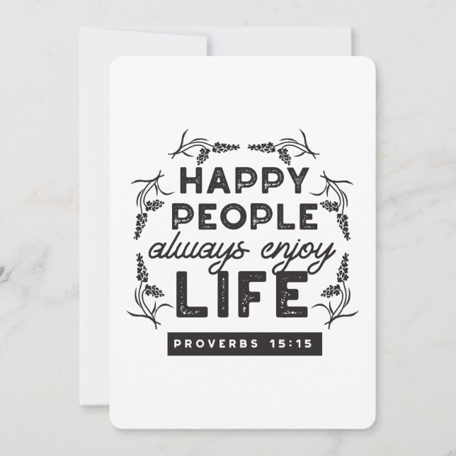 Happy Life with Faith – Proverbs 15:15 Art Inbjudningar (Framsida)