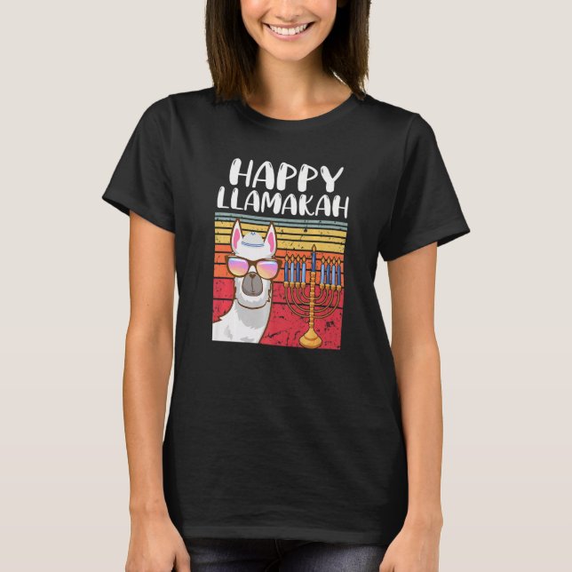 Happy Llamakah Jewish Llama  Hanukkah Pajamas Chan T Shirt (Framsida)