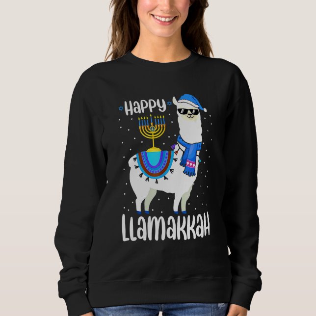 Happy Llamakkah Cute Jewish Llama Sunglasses Hanuk T Shirt (Framsida)