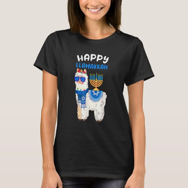 Happy Llamakkah Hanukkah Llama Chanukah Alpaca Wom T Shirt (Framsida)