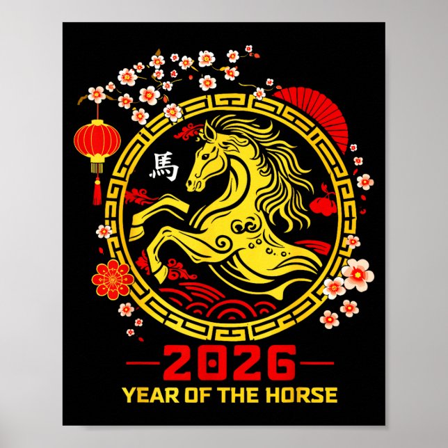 Happy Lunar Chinese New Year Of The Horse 2026 Zod Poster (Framsidan)