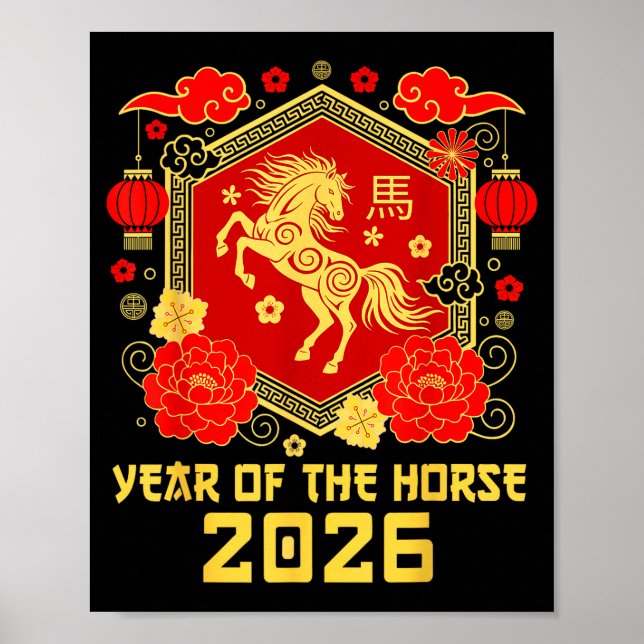 Happy Lunar Chinese New Year Of The Horse 2026 Zod Poster (Framsidan)