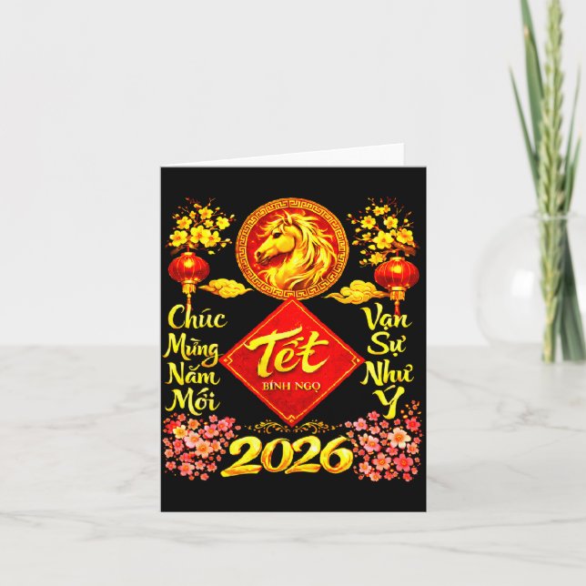 Happy Lunar New Year 2026 Year Of The Horse Tet Ng Kort (Framsida)
