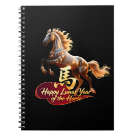 Happy Lunar New Year Majestic Golden Horse Anteckningsbok