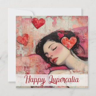 Happy Lupercalia Vintage Heart Collage Valentine Julkort