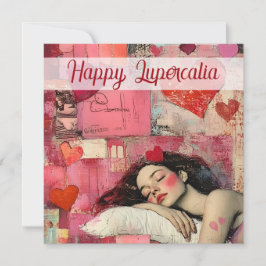 Happy Lupercalia Vintage Heart Collage Valentine Julkort