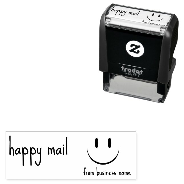 Happy Mail from Business Name Face Smile Självfärgande Stämpel (In Situ)