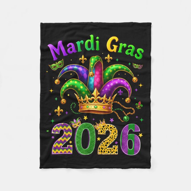 Happy Mardi Gras 2026 Jester Hat Men Women Kid Car Fleecefilt (Framsidan)