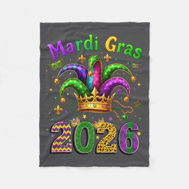 Happy Mardi Gras 2026 Jester Hat Men Women Kid Car Fleecefilt (Framsidan)