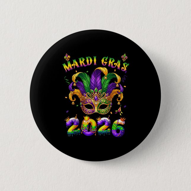 Happy Mardi Gras 2026 Jester Hat New Orleans Men W Knapp (Framsida)