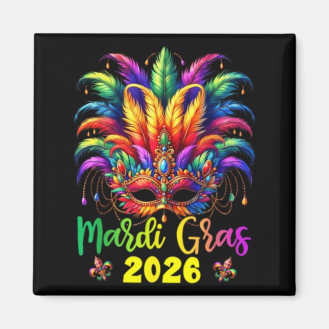 Happy Mardi Gras 2026 Jester Hat New Orleans Men W Magnet (Framsidan)