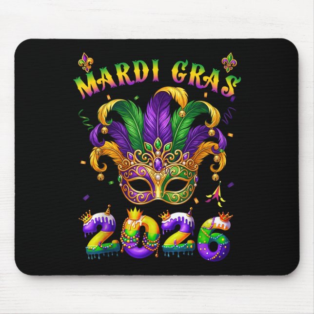 Happy Mardi Gras 2026 Jester Hat New Orleans Men W Musmatta (Framsidan)