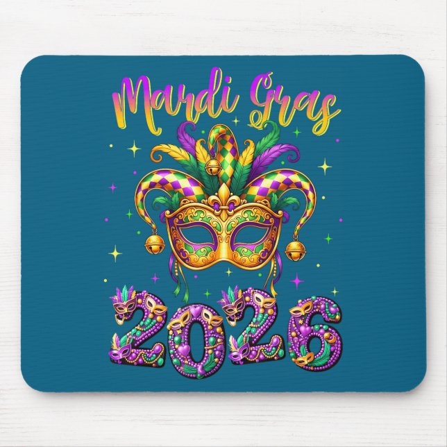 Happy Mardi Gras Carnival 2026 Jester Hat Men Wome Musmatta (Framsidan)