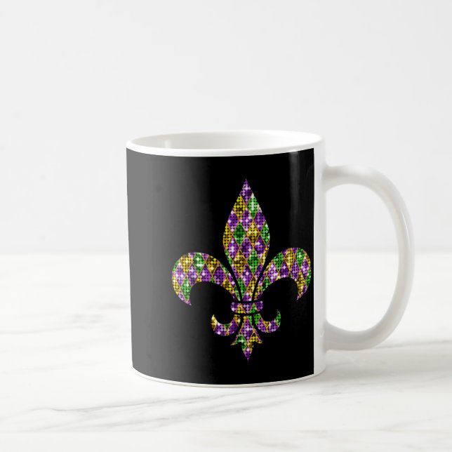 Happy Mardi Gras Carnival New Orleans Fleur De Lis Kaffemugg (Höger)