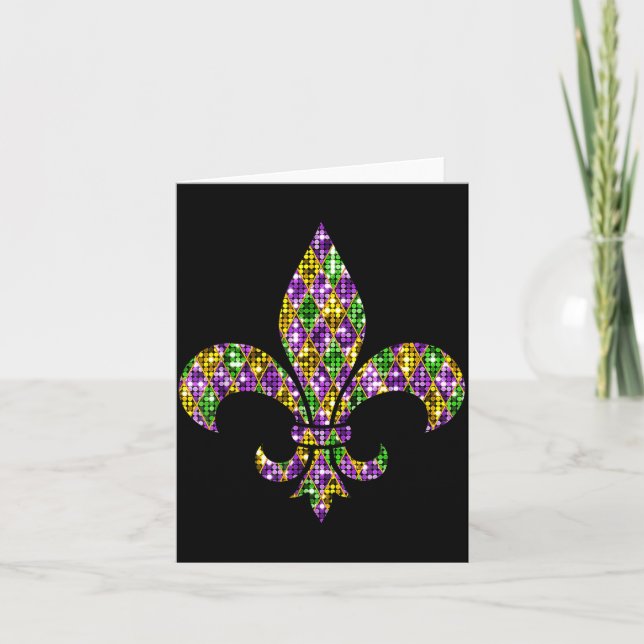 Happy Mardi Gras Carnival New Orleans Fleur De Lis Kort (Framsida)