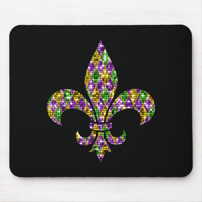 Happy Mardi Gras Carnival New Orleans Fleur De Lis Musmatta (Framsidan)