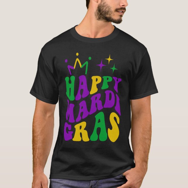 Happy Mardi Gras Cool Mardi Gras Retro Groovy T Shirt (Framsida)
