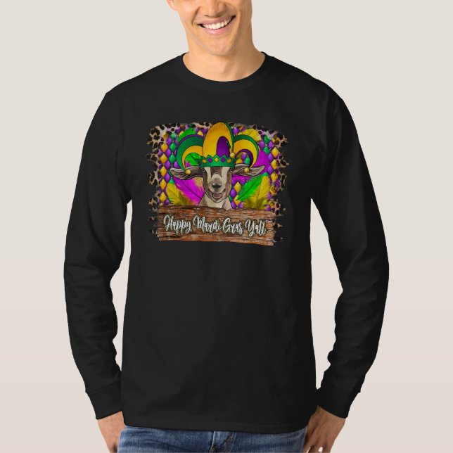 Happy Mardi Gras Goat Crawfish Leopard For Man Wom T Shirt (Framsida)