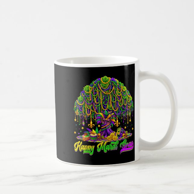 Happy Mardi Gras Tree Beads Mask Carnival New Orle Kaffemugg (Höger)