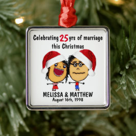 Happy Marriage Christmas Cartoon Julgransprydnad Metall