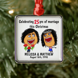 Happy Marriage Christmas Cartoon Julgransprydnad Metall