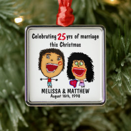 Happy Marriage Christmas Cartoon Julgransprydnad Metall