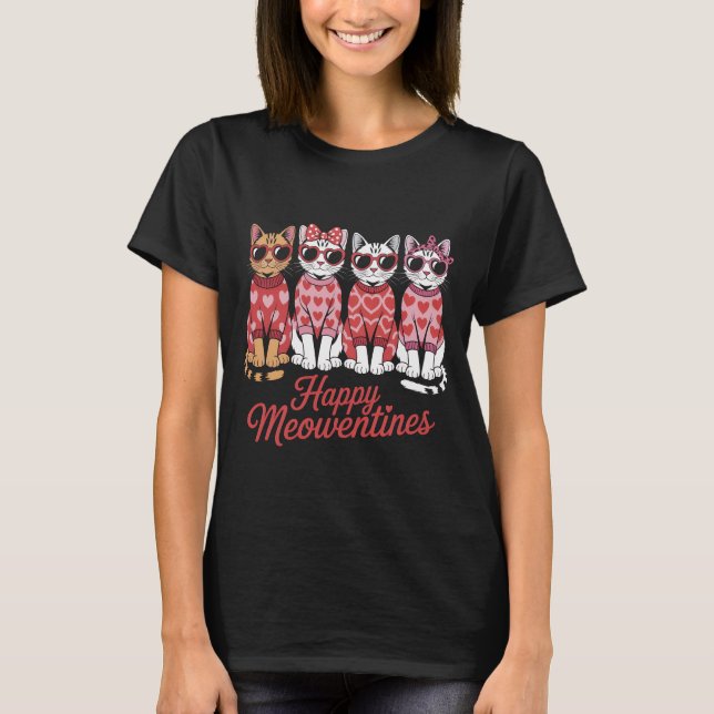 Happy Meowentines Cute Cats Valentine's Day T-Shir T Shirt (Framsida)