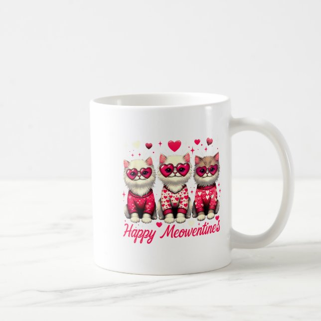 Happy Meowentines Cute Valentine Cats Love Funny C Kaffemugg (Höger)