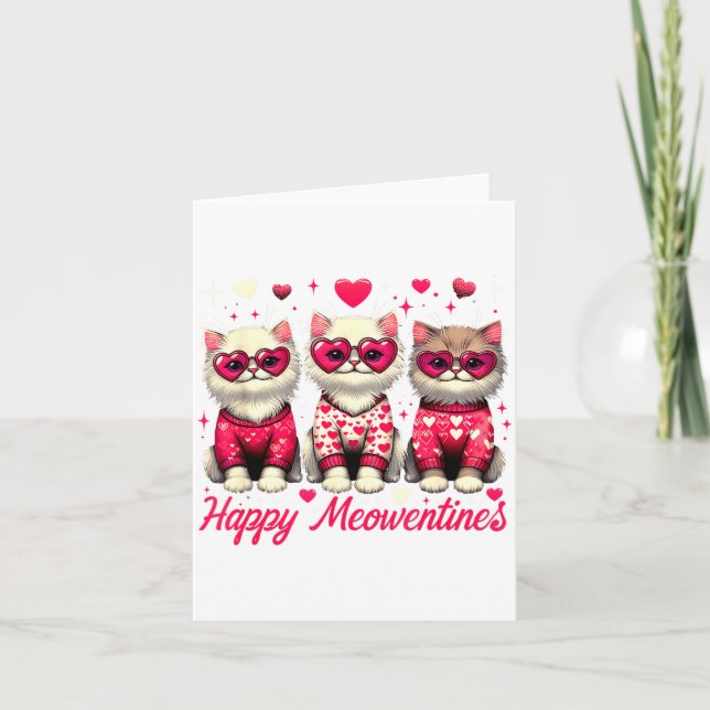 Happy Meowentines Cute Valentine Cats Love Funny C Kort (Framsida)