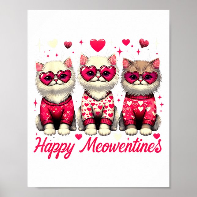 Happy Meowentines Cute Valentine Cats Love Funny C Poster (Framsidan)