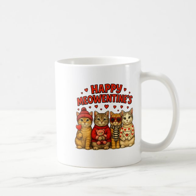 Happy Meowentines Cute Valentine Cats Love Women M Kaffemugg (Höger)