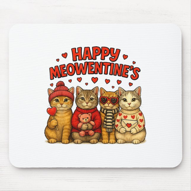 Happy Meowentines Cute Valentine Cats Love Women M Musmatta (Framsidan)