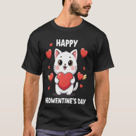Happy Meowentines Day Cute Cat Valentine Pun Gift  T Shirt