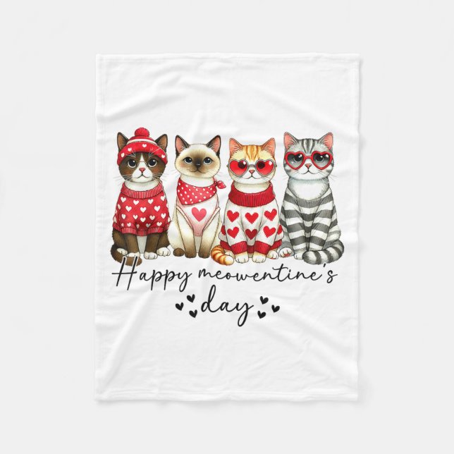 Happy Meowentine's Day Cute Valentines Funny Cat S Fleecefilt (Framsidan)