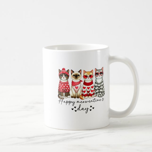 Happy Meowentine's Day Cute Valentines Funny Cat S Kaffemugg (Höger)