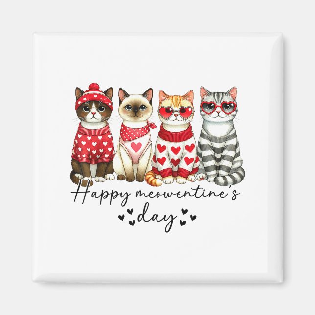 Happy Meowentine's Day Cute Valentines Funny Cat S Magnet (Framsidan)