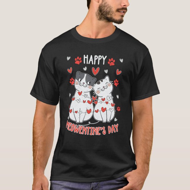 Happy Meowentines Valentines Day Cute Cat Kitten V T Shirt (Framsida)