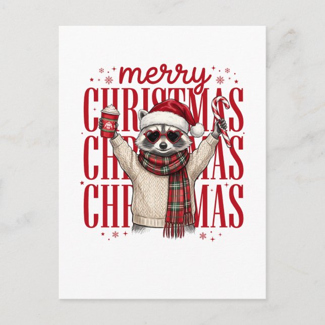  Happy Merry Christmas Bear Inbjudan Vykort (Framsida)