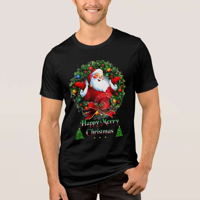 Happy Merry Christmas Festive Holiday T-Shirt  (Framsida)