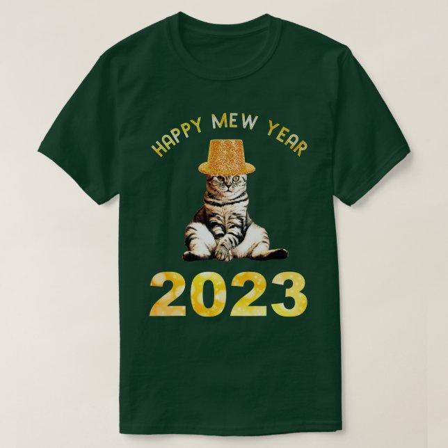 Happy Mew Year 2023 Funny Cat Lover New Year's Eve T Shirt (Design framsida)