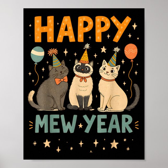 Happy Mew Year Cat Party  Poster (Framsidan)
