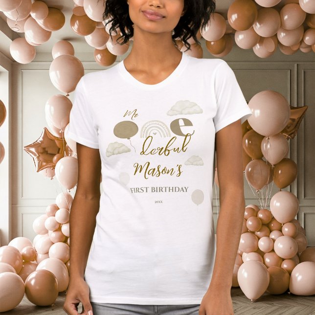 Happy Mom Neutral Boho Onederful Family Birthday T Shirt (Skapare uppladdad)