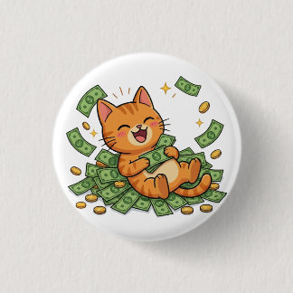 Happy Money Cat Button Knapp