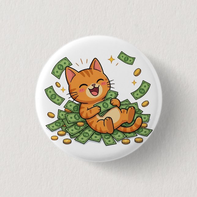 Happy Money Cat Button Knapp (Framsida)