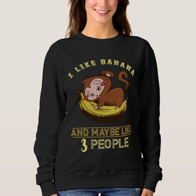 Happy Monkey I Like Banana Banana Fruit  Vegetaria T Shirt (Framsida)