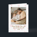 Happy Mother’s Day Custom Photo Greeting Card Kort<br><div class="desc">Celebrate Mom with a card as special as she is 💐 This Happy Mother’s Day Custom Photo Greeting Card is the perfect way to turn your favorite memory into a heartfelt keepsake. Simply add your own photo to create a one-of-a-kind card that she’ll treasure forever. Designed with a beautiful and...</div>