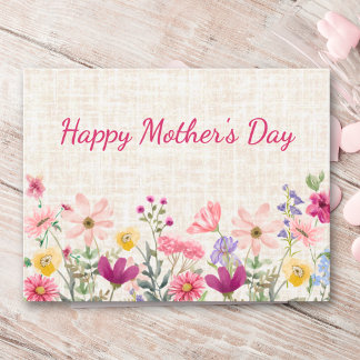 Happy Mother’s Day Floral Wildflower Design Helg Vykort