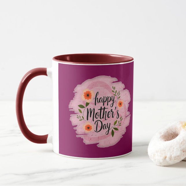 Happy Mother’s Day – Soft Floral Typography Mugg (Med munk)