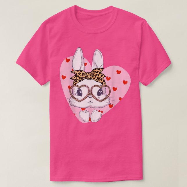 Happy Mothers Day 2022 Bunny Face Leopard Glasses  T Shirt (Design framsida)